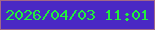 文字の大きさ：4、枠の色：a26788、背景の色：4a28c4、文字の色：21f03b 無料ブログパーツのブログ時計
