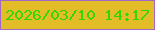 文字の大きさ：4、枠の色：a268c8、背景の色：e3bd28、文字の色：34d509 無料ブログパーツのブログ時計