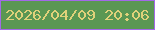 文字の大きさ：4、枠の色：a269e7、背景の色：5a9753、文字の色：e0d17a 無料ブログパーツのブログ時計