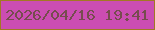 文字の大きさ：4、枠の色：a27823、背景の色：cb4db2、文字の色：764c4e 無料ブログパーツのブログ時計