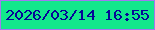 文字の大きさ：1、枠の色：a278f0、背景の色：12e88b、文字の色：060597 無料ブログパーツのブログ時計