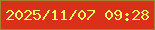 文字の大きさ：5、枠の色：a2802f、背景の色：da301a、文字の色：f0fe60 無料ブログパーツのブログ時計