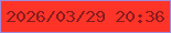 文字の大きさ：2、枠の色：a289da、背景の色：fd3427、文字の色：891b20 無料ブログパーツのブログ時計