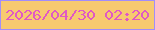 文字の大きさ：5、枠の色：a28dfa、背景の色：f7ca70、文字の色：e059c4 無料ブログパーツのブログ時計