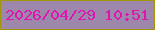 文字の大きさ：1、枠の色：a29608、背景の色：9d87aa、文字の色：de16af 無料ブログパーツのブログ時計