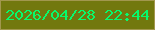 文字の大きさ：4、枠の色：a2974e、背景の色：72780e、文字の色：08fa6c 無料ブログパーツのブログ時計