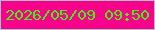 文字の大きさ：4、枠の色：a2c3c9、背景の色：fa008b、文字の色：3bf60d 無料ブログパーツのブログ時計