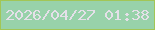 文字の大きさ：4、枠の色：a2c656、背景の色：98d2aa、文字の色：e5e0e9 無料ブログパーツのブログ時計