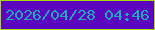 文字の大きさ：3、枠の色：a2dd05、背景の色：5b05be、文字の色：23a6bf 無料ブログパーツのブログ時計