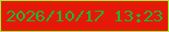 文字の大きさ：3、枠の色：a2e93a、背景の色：e61909、文字の色：20b636 無料ブログパーツのブログ時計