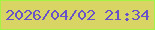 文字の大きさ：2、枠の色：a2f343、背景の色：d9d565、文字の色：6752c8 無料ブログパーツのブログ時計