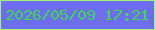 文字の大きさ：3、枠の色：a2f47d、背景の色：6e6dee、文字の色：3bd956 無料ブログパーツのブログ時計