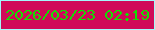 文字の大きさ：3、枠の色：a2f8fa、背景の色：d00a58、文字の色：15dd02 無料ブログパーツのブログ時計