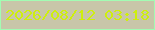文字の大きさ：4、枠の色：a2fcb3、背景の色：c8c6a9、文字の色：ceef0d 無料ブログパーツのブログ時計