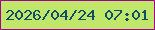 文字の大きさ：4、枠の色：a30093、背景の色：c1e76a、文字の色：0e4e6b 無料ブログパーツのブログ時計