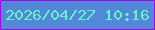 文字の大きさ：4、枠の色：a303ee、背景の色：5188d7、文字の色：64f8c9 無料ブログパーツのブログ時計