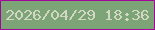 文字の大きさ：4、枠の色：a3049a、背景の色：7da477、文字の色：d3d8c5 無料ブログパーツのブログ時計