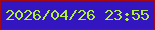 文字の大きさ：4、枠の色：a30914、背景の色：3316c0、文字の色：b0ee3f 無料ブログパーツのブログ時計