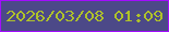 文字の大きさ：2、枠の色：a30dfd、背景の色：4c4988、文字の色：afc22a 無料ブログパーツのブログ時計