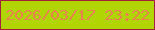 文字の大きさ：5、枠の色：a31f3e、背景の色：b1d502、文字の色：e8814b 無料ブログパーツのブログ時計