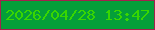 文字の大きさ：1、枠の色：a3214d、背景の色：049f39、文字の色：38d601 無料ブログパーツのブログ時計