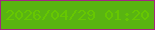 文字の大きさ：5、枠の色：a32682、背景の色：59b411、文字の色：66c701 無料ブログパーツのブログ時計