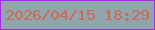 文字の大きさ：1、枠の色：a32be8、背景の色：90a6ac、文字の色：ce6850 無料ブログパーツのブログ時計