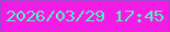 文字の大きさ：1、枠の色：a344cf、背景の色：f41be5、文字の色：56f1be 無料ブログパーツのブログ時計