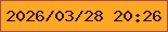 文字の大きさ：3、枠の色：a34857、背景の色：fca822、文字の色：380f4c 無料ブログパーツのブログ時計