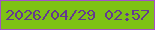 文字の大きさ：4、枠の色：a351c8、背景の色：7ec215、文字の色：643990 無料ブログパーツのブログ時計