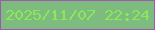 文字の大きさ：5、枠の色：a355b3、背景の色：7dbb7e、文字の色：8de75b 無料ブログパーツのブログ時計