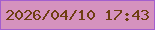文字の大きさ：5、枠の色：a35ecd、背景の色：d592be、文字の色：6e3e13 無料ブログパーツのブログ時計