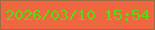 文字の大きさ：4、枠の色：a36942、背景の色：ef6741、文字の色：58dc0d 無料ブログパーツのブログ時計