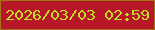 文字の大きさ：2、枠の色：a3751a、背景の色：b81728、文字の色：c1dc2a 無料ブログパーツのブログ時計
