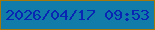 文字の大きさ：4、枠の色：a37709、背景の色：117ba9、文字の色：0925b4 無料ブログパーツのブログ時計
