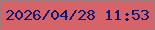 文字の大きさ：1、枠の色：a3797b、背景の色：d56367、文字の色：0f1874 無料ブログパーツのブログ時計