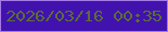 文字の大きさ：4、枠の色：a379e6、背景の色：4212ae、文字の色：596e35 無料ブログパーツのブログ時計