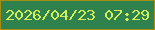 文字の大きさ：4、枠の色：a38e14、背景の色：2f814e、文字の色：d1ef5a 無料ブログパーツのブログ時計
