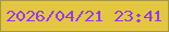 文字の大きさ：5、枠の色：a39649、背景の色：e4c741、文字の色：9736f9 無料ブログパーツのブログ時計