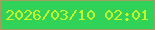 文字の大きさ：2、枠の色：a39d62、背景の色：30d258、文字の色：c5f72a 無料ブログパーツのブログ時計
