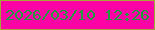 文字の大きさ：1、枠の色：a3a834、背景の色：ff02a5、文字の色：269a40 無料ブログパーツのブログ時計