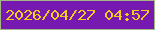 文字の大きさ：3、枠の色：a3b683、背景の色：7619b0、文字の色：f5ca18 無料ブログパーツのブログ時計