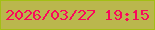文字の大きさ：1、枠の色：a3bf14、背景の色：bab74d、文字の色：fa095b 無料ブログパーツのブログ時計