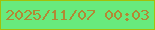 文字の大きさ：1、枠の色：a3c00a、背景の色：68ea7d、文字の色：b28834 無料ブログパーツのブログ時計