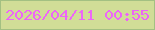 文字の大きさ：1、枠の色：a3c082、背景の色：d1dd97、文字の色：ed65f8 無料ブログパーツのブログ時計