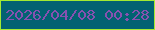 文字の大きさ：4、枠の色：a3ea32、背景の色：026272、文字の色：8751b0 無料ブログパーツのブログ時計