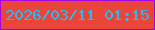 文字の大きさ：2、枠の色：a401e1、背景の色：ea453a、文字の色：25bdf8 無料ブログパーツのブログ時計