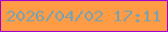 文字の大きさ：2、枠の色：a402cd、背景の色：fe9c46、文字の色：7da1ae 無料ブログパーツのブログ時計
