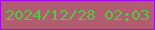 文字の大きさ：4、枠の色：a407ea、背景の色：b25c6f、文字の色：55c646 無料ブログパーツのブログ時計