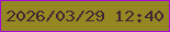文字の大きさ：2、枠の色：a40bd7、背景の色：958823、文字の色：402734 無料ブログパーツのブログ時計